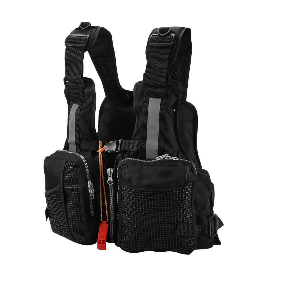 Adult Swimming Life Jacket Adjustable Adult Kayak Rafting Canoe Boating Swimming Buoyancy Life Jacket Vest: Black