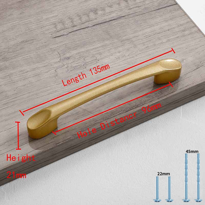 Simple Style Matte Gold Cabinet Handles Solid Aluminum Alloy Kitchen Cupboard Pulls Drawer Knobs Furniture Handle Hardware: Light Grey