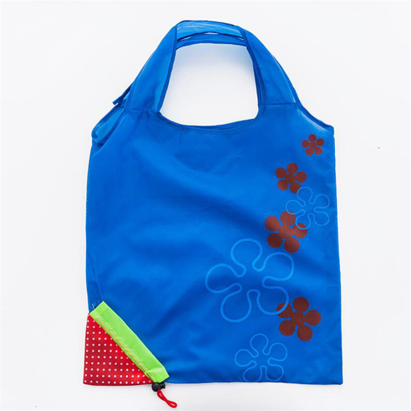 1pc miljøvennlige oppbevaringsposer håndveske jordbær sammenleggbare handleposer gjenbrukbare sammenleggbare dagligvareposer i nylon: Korall