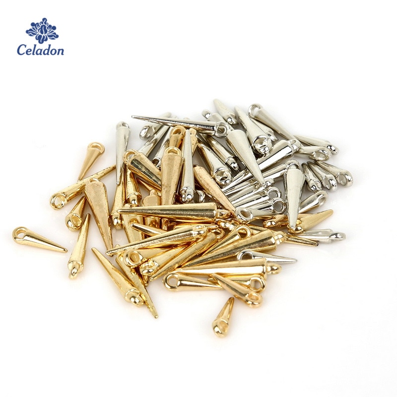 100-200 pcs/lot Rhodium/or couleur CCB plastique cône forme perles breloques pendentifs pour Bracelet collier bijoux à bricoler soi-même résultats