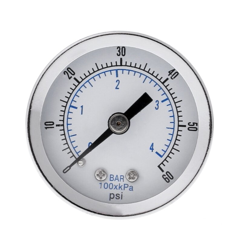 1/8" NPT Air Compressor / Hydraulic Pressure Gauge 0-60 PSI Back Mount 1.5" Face