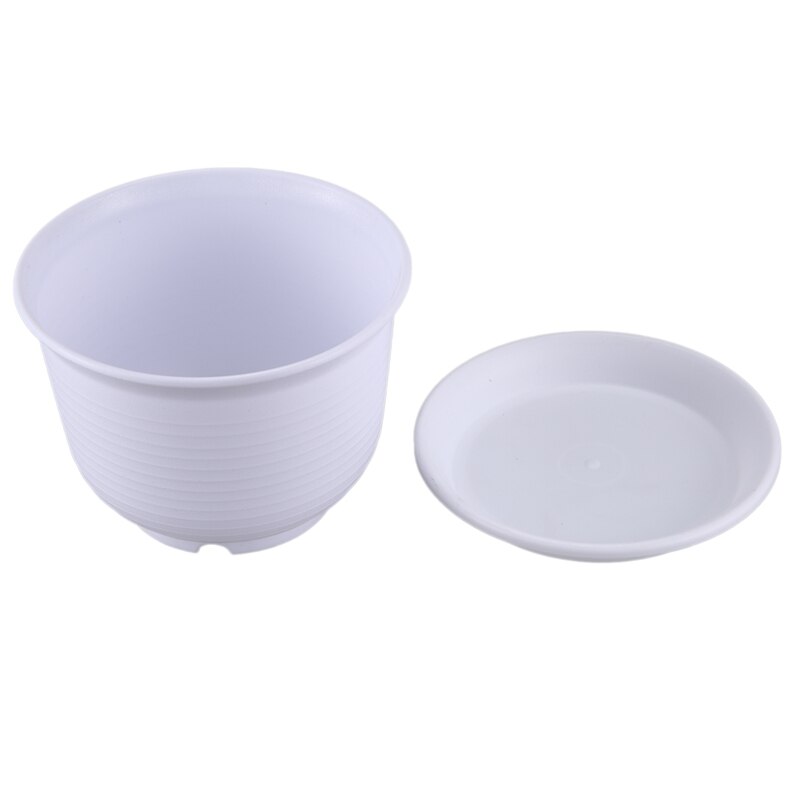 18.4cm kunststof plantenbakken met schotel, zaaibak met drainagegat voor bloemen en kruiden binnenshuis, 10 stuks