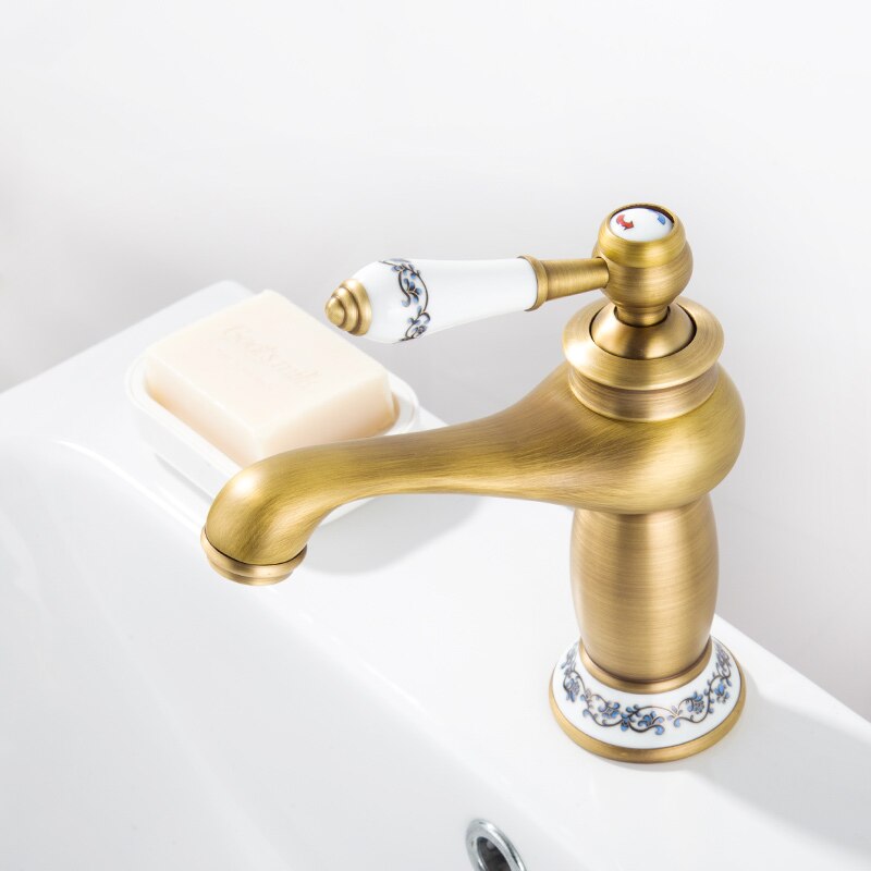 Bathroom Faucet Antique Bronze Finish mic Brass Basin bathroom sink tap Faucets Single Handle Water Mixer Taps water mixing valv