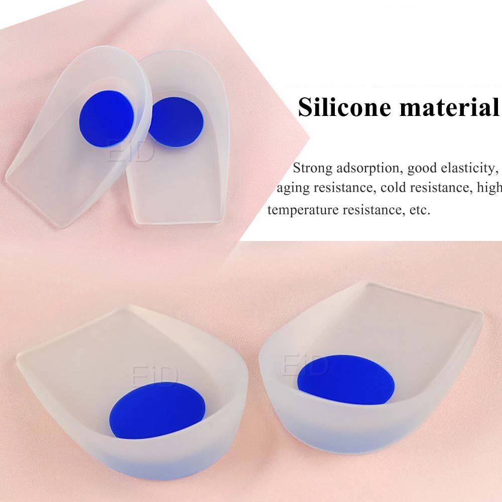 Almohadilla de gel de silicona para talón, plantillas cómodas para aliviar dolor en el pie, aumento de altura