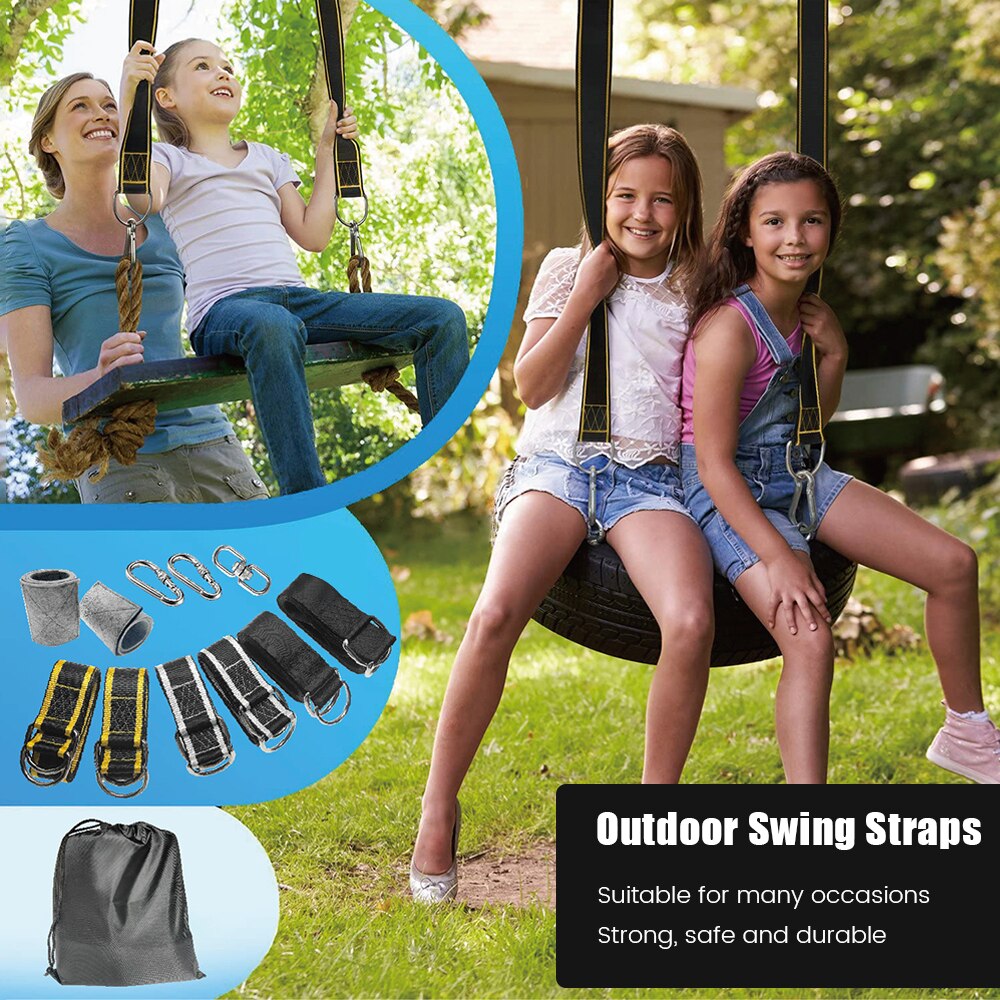 One Pair Tree Swing Hanging Kit Hammock Straps Camping 1000 KG Load Capacity Rope Carabiner OutDoor Hiking Hammock Hanging Belt