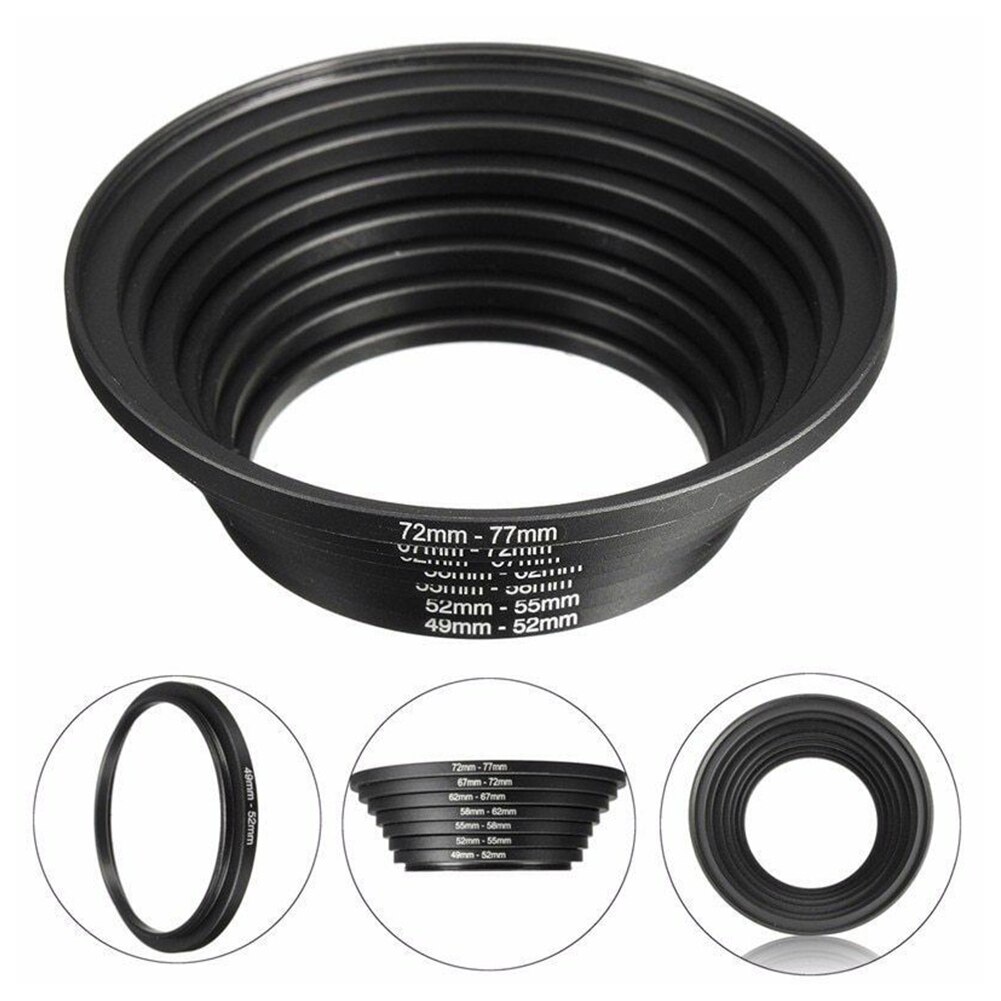 7Pcs Photography Lens Filter Practical Step Up Outdoor Camera Aluminum Alloy Accessories Mini 49 77mm Ring Adapter