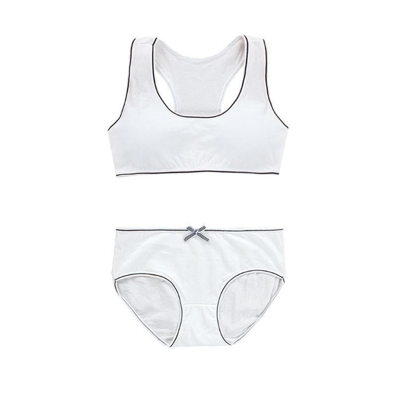 Teenager Young Girls Bra Teens Girl Underwear Puberty Student Training Bra Underwear Set: W