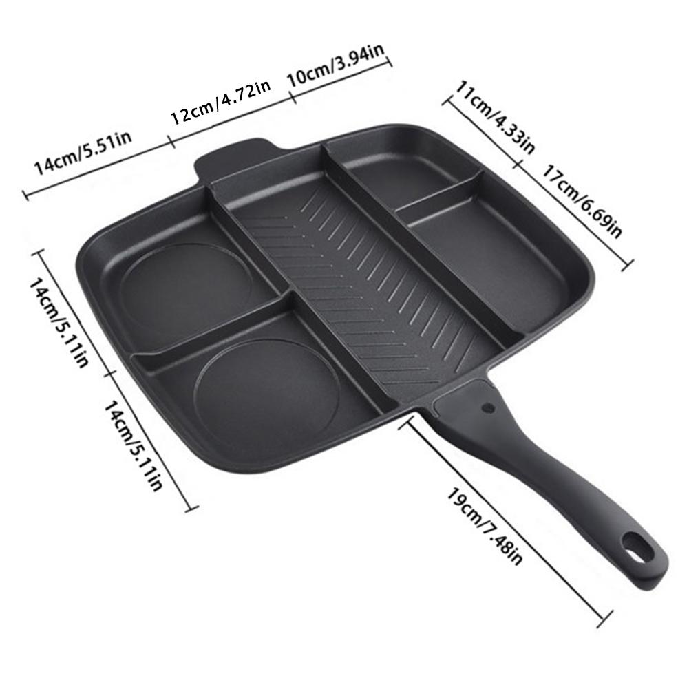 5 in 1 non-stick stegepande delt grillpande alt-i-en tilberedt morgenmadsgryde stege æg bøf ingen sod aluminium stegepande