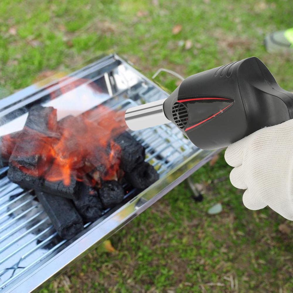 Bbq grillventilator luftblæser manuel betjent bbq ventilator luftblæser til udendørs camping picnic grill grill værktøj bærbar sort