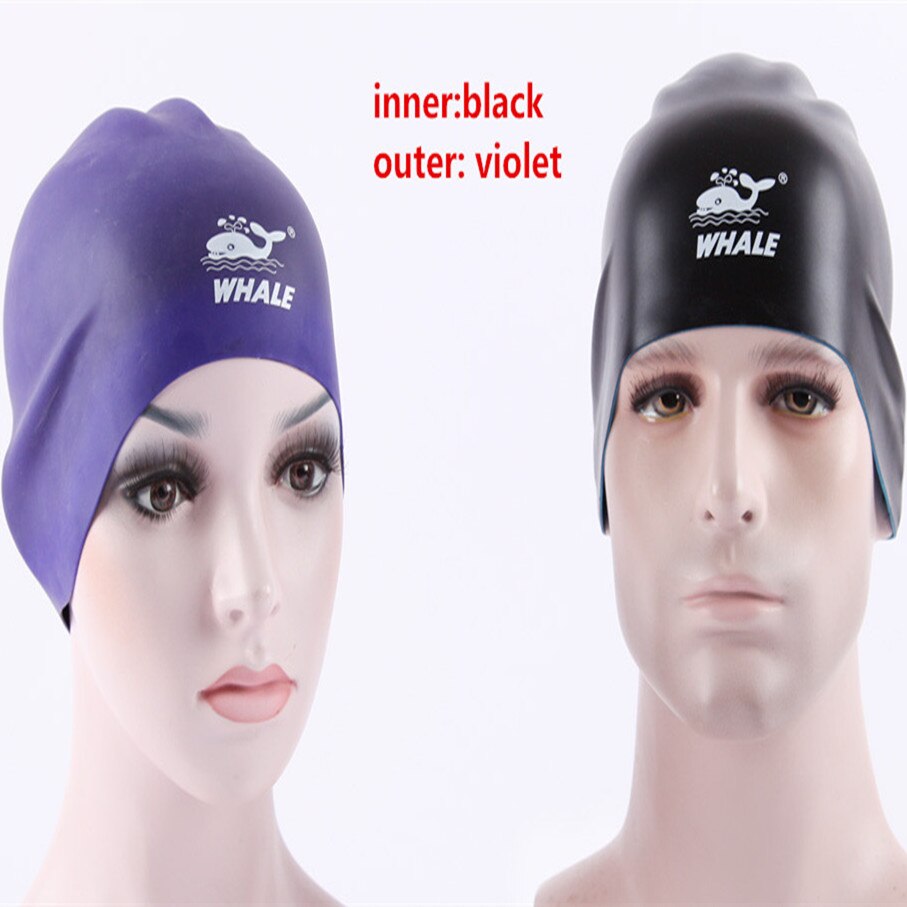 Whale Brand Swimming Caps For Long Hair Silicone Double-sided Waterproof Unisex Adult 3D Women Men Swimming Pool Caps Swim Ear: swimming caps2
