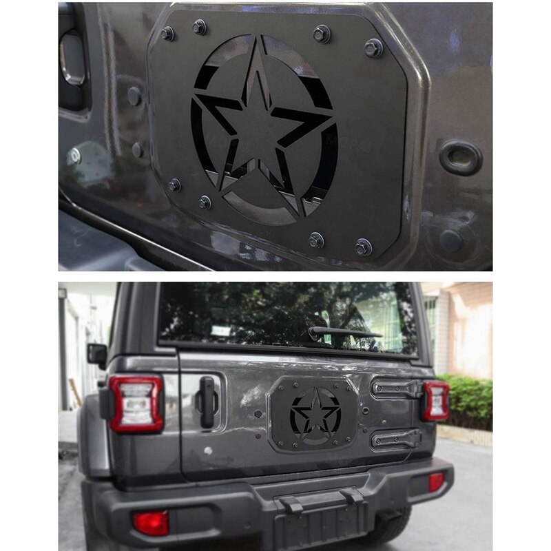 Reservehjulsholder slett påfyllingsplate trampstempel bakluke ventilasjonsplate deksel for 2007 jeep wrangler  jk 2/4 dør(stjerne)