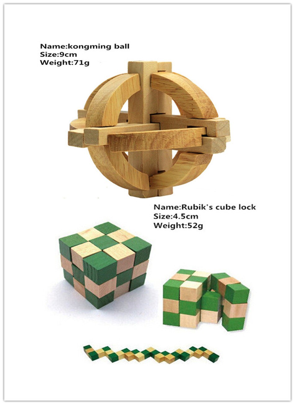 IQ Brain Teaser Cube And Other Styles Lock 3D Wooden Interlocking Burr Puzzles Game Toy Wood For Adults Kids: Zh730