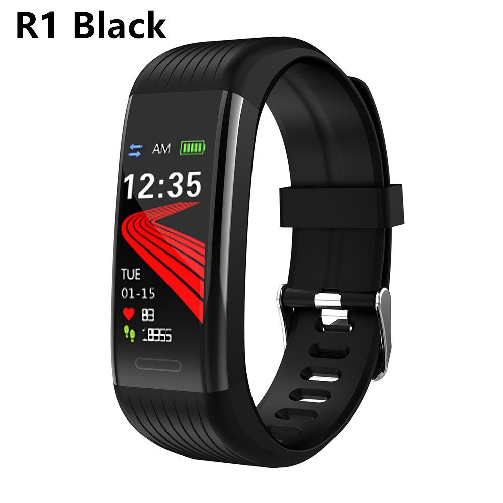 Smart Bracelet Waterproof Sport Health Smart Band Heart Rate Monitor Blood Pressure Fitness Tracker Watch PK Mi Band 3 4: R1 Black