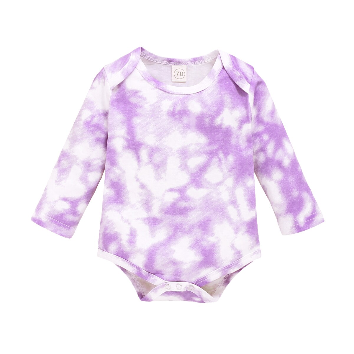 Zuigelingen Romper Zomer Herfst Top Unisex Knoppen Dye Print Lange Mouw Zachte Elastische Casual Kids Kleding Baby Kleding: C / 70