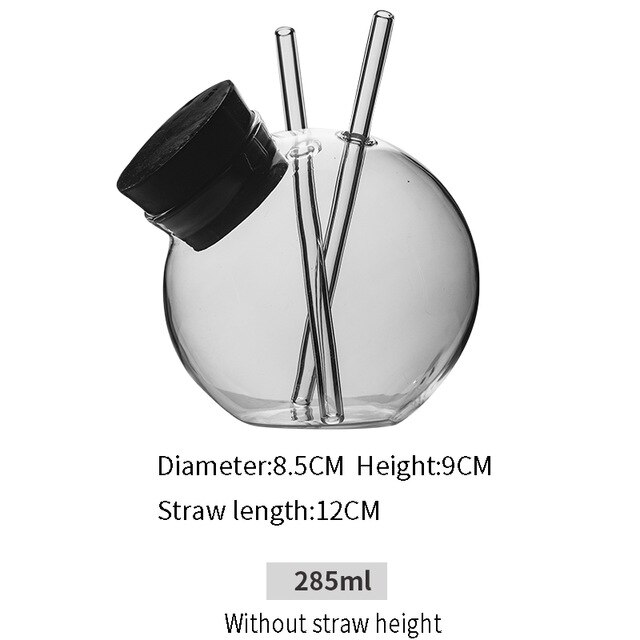 Rundbold cocktailglas molekylært vinglas med sugerør juice kop bar party club drinkware 285/450ml: 285ml