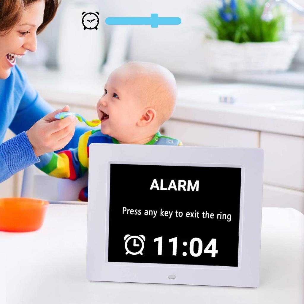 8" Large Screen Digital Calendar Alarm Day Clock Dementia Elderly Seniors Non-Abbreviated