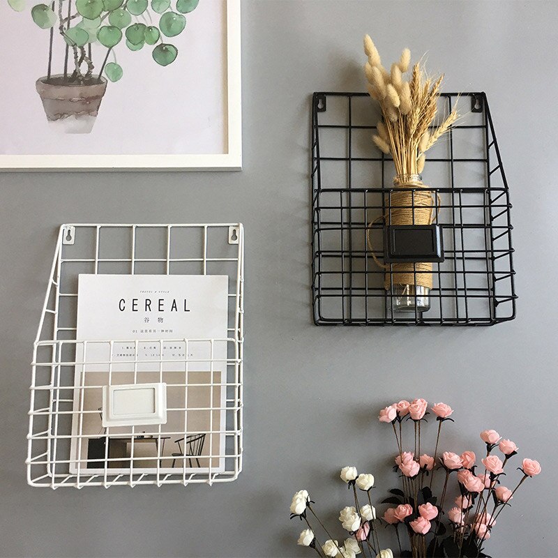 Revistero grande de hierro forjado Simple montado en la pared para decoración de pared Oficina, libros, periódicos, estante de almacenamiento