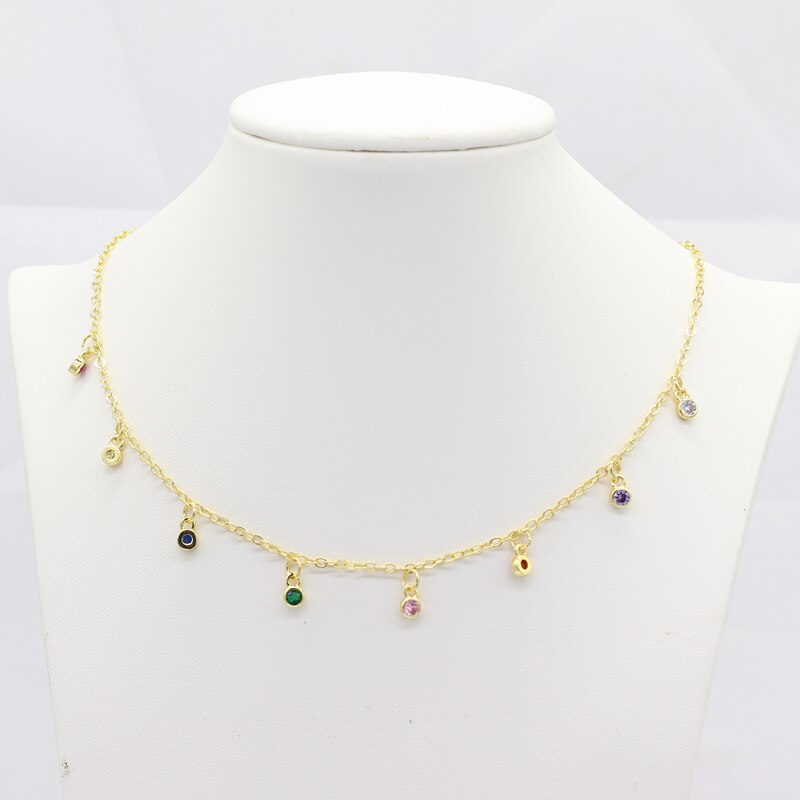 Weihnachten Regenbogen CZ Shiny Wassertropfen Choker Charme Halsketten Charming Frau Hochzeit Party Geburtstag Halsband Schmuck: K style