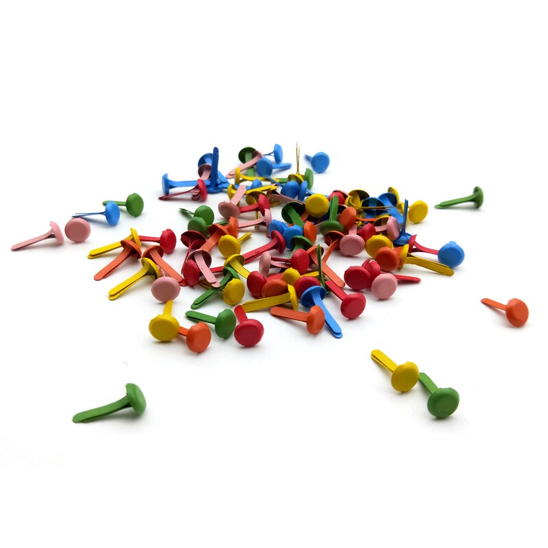FISHWAVES 100 sztuk mieszać kolorów 6.5mm Brads dla Diy ręcznie robiony album na zdjęcia dekoracje zdobienie Scrapbooking Brads okrągłe metalowe ćwieki