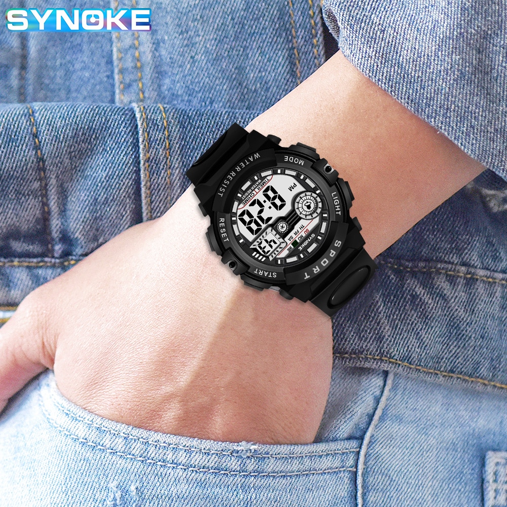Synoke Mannen Student Beweging Digitaal Horloge Waterdicht Valbestendig En Schokbestendig Multifunctioneel Sporthorloge Jongen Lichtgevend