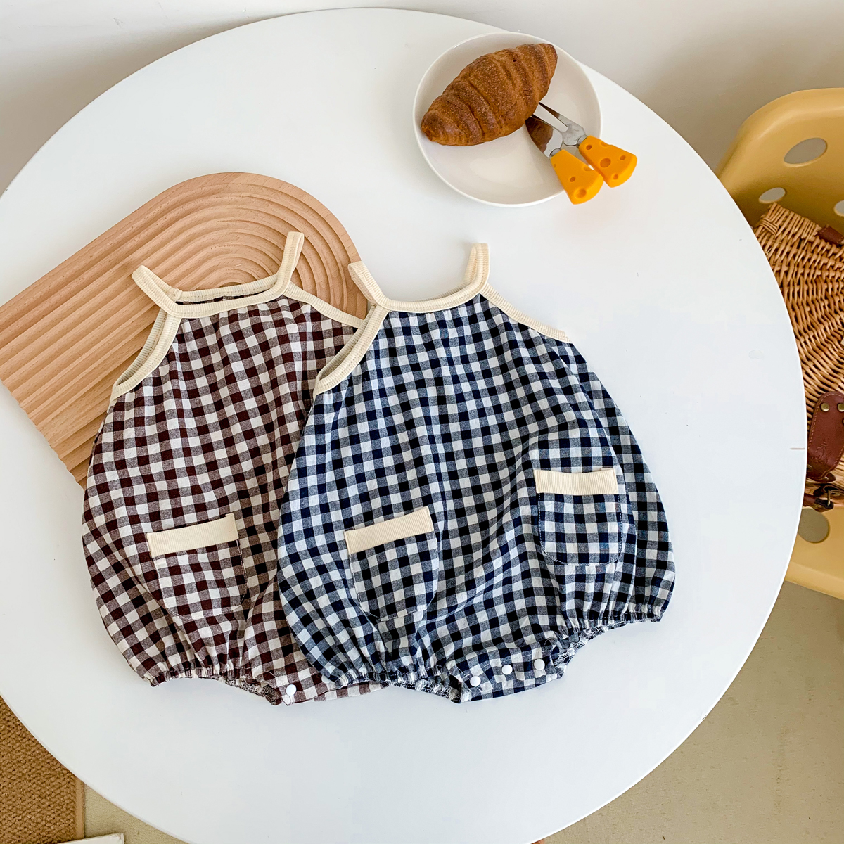 Pelele de verano para bebé para niña, mono sin mangas a cuadros a la para recién nacido, ropa para bebé, estilo informal y versátil de 0 a 2 años