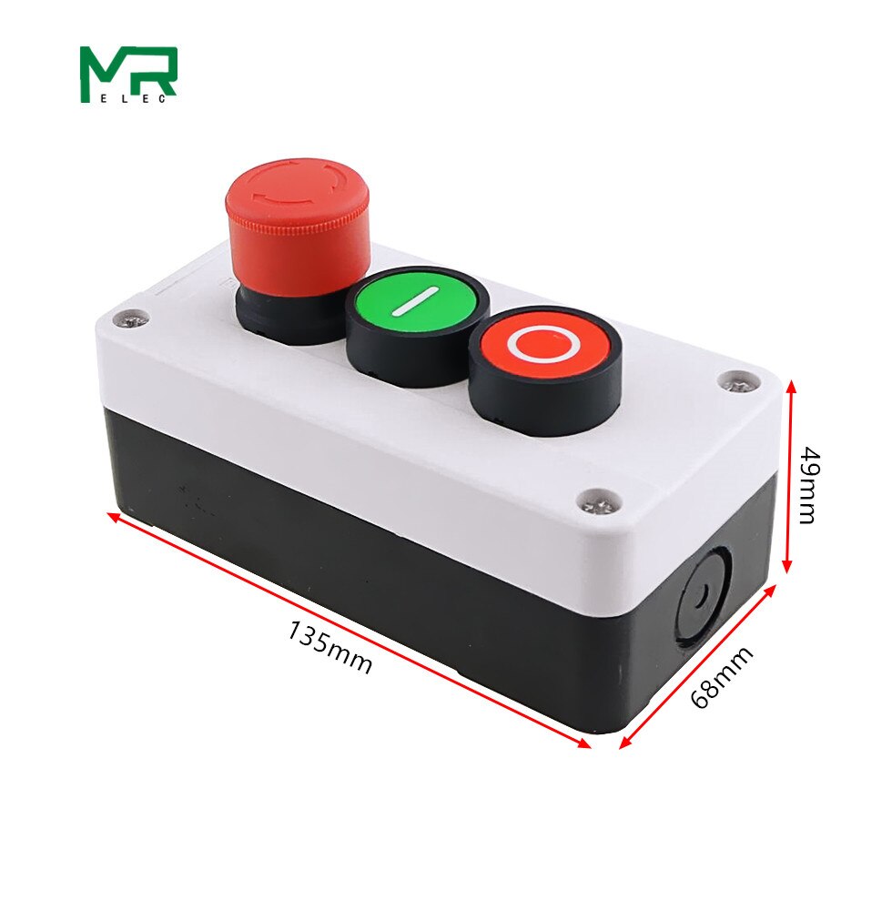 NC Emergency Stop NO Red Green Push Button Switch Station 600V 10A