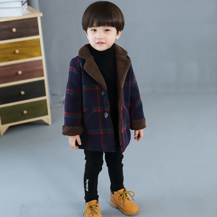 Veste polaire à carreaux pour garçon, manteaux pour enfants, épaisseur plus chaude, à la , hiver automne, 8JK036
