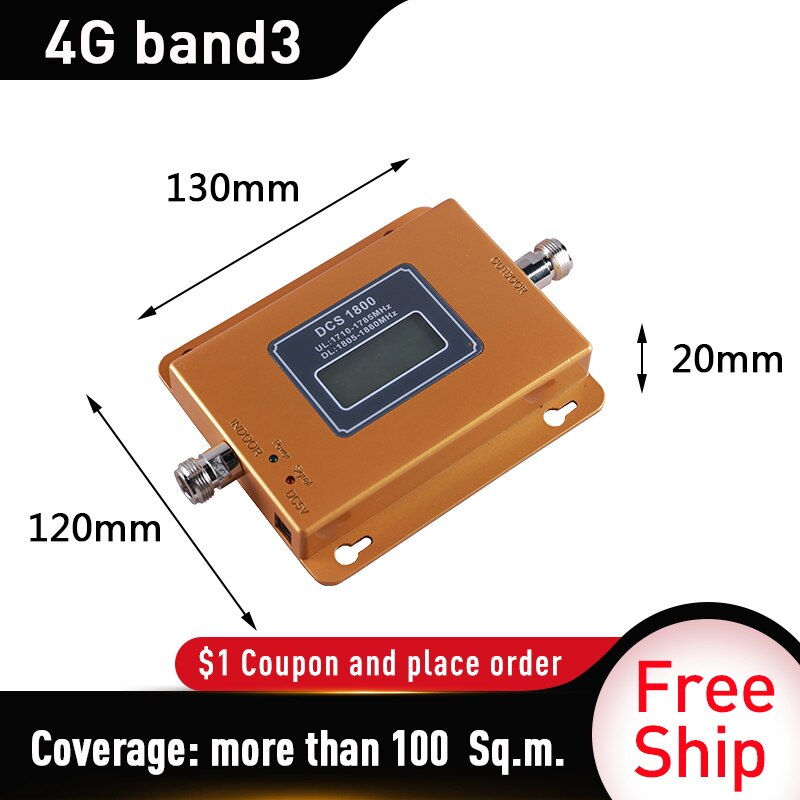 65dB Gain 4G LTE DCS 1800mhz amplificador de teléfono móvil GSM 1800 repetidor de señal 4G amplificador de teléfono celular de red