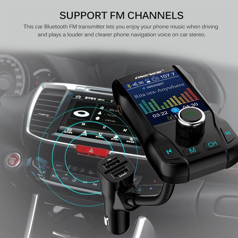 Wireless Bluetooth FM Transmitter Color Screen Modulator Car MP3 Audio Hands-free Car Kit 1.8 Inch with 5V 3.1A Dual USB