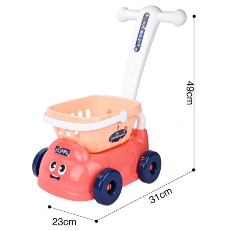 Caddie de supermarché, chariot de supermarché, voiture, Simulation de fruits coupés, légumes, Mini nourriture, maison de jeu pour enfants: red car