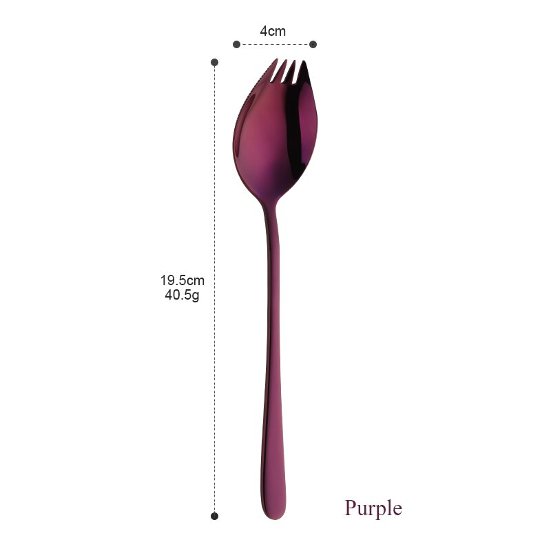1PCS 3 EM Sporks 1 Design Criativo Ferramentas de Cozinha Utensílios de mesa de Aço Inoxidável Garfo de Sobremesa Colher Utensílios de Frutas Salada de Macarrão: Purple-1PCS