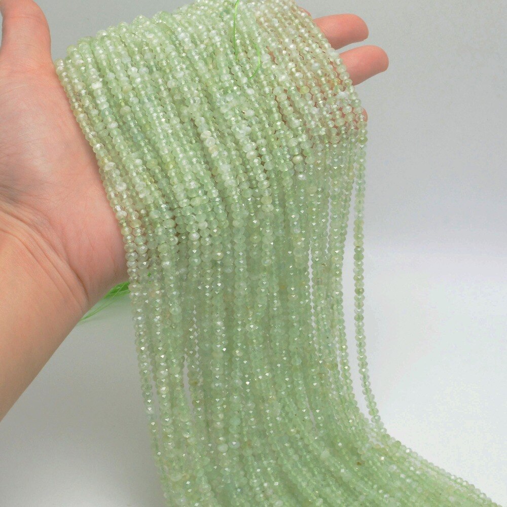 Natural Prehnite Faceted Rondelle Beads 3x2mm / 4x2mm