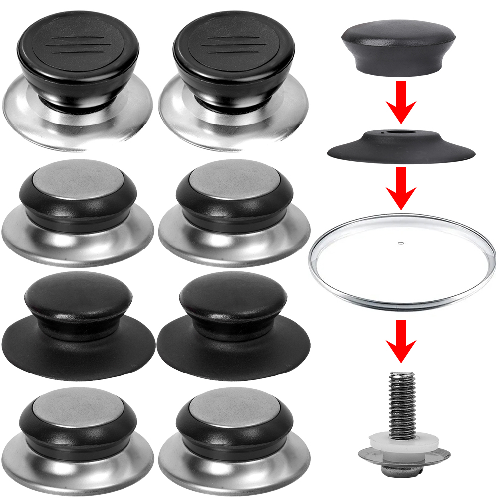 Universele Deksel Cover Knop Hittebestendig Kookpot Pan Deksel Knop Cap Vervanging Hefhandvat Keuken Kookgerei Handgreep Zwart