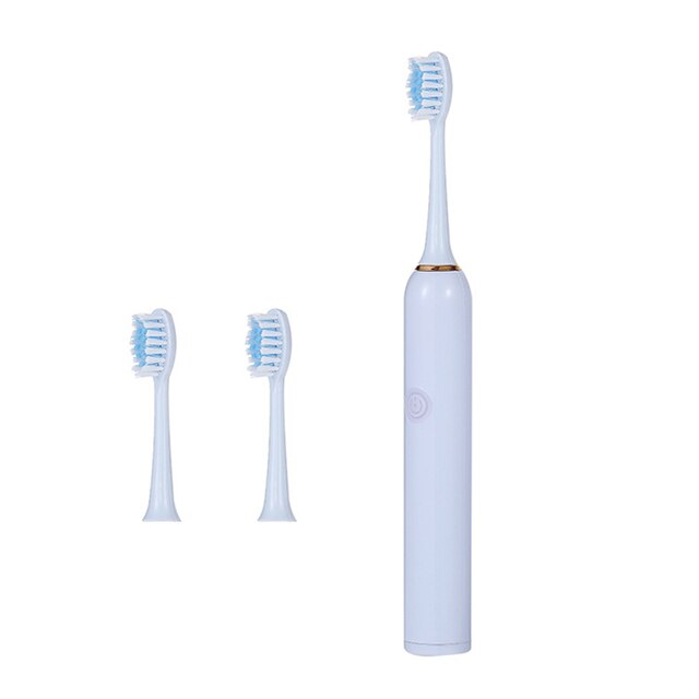 Ultrasonic Soft Bristle Electric Toothbrush Long Battery Life Sonic Tooth Brushes Home Couple Whitening Electric Toothbrush: Blue