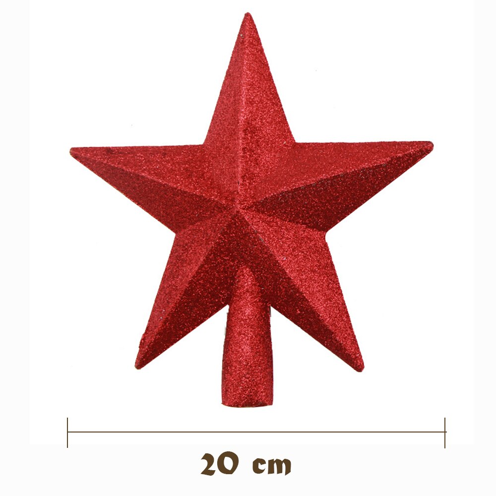 Decoración superior de estrella de cinco puntas para árbol de Navidad, suministros de de año , decoraciones para el hogar, 15/20Cm: 20CM Red