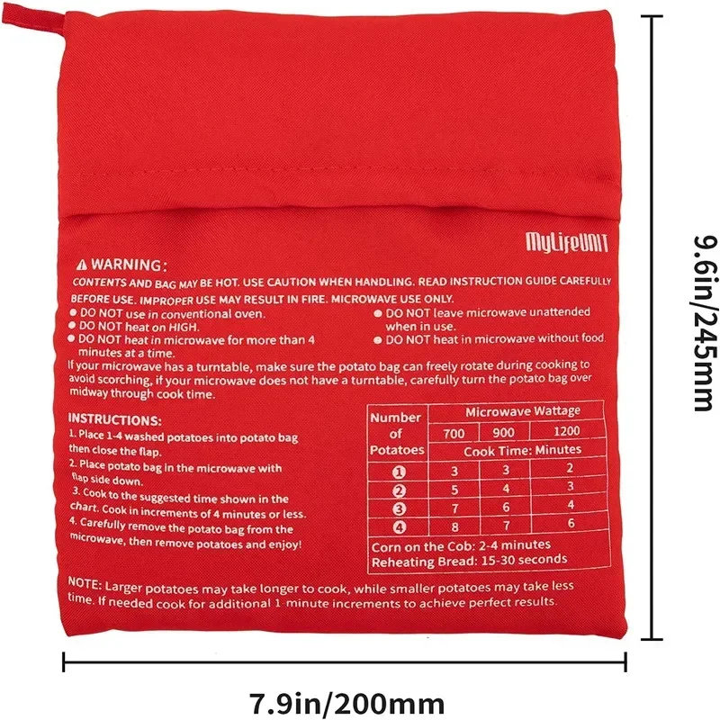 Bolsa de patatas para horno microondas, accesorio de alta temperatura para asar, grueso, para almacenamiento de alimentos, 1 piezas