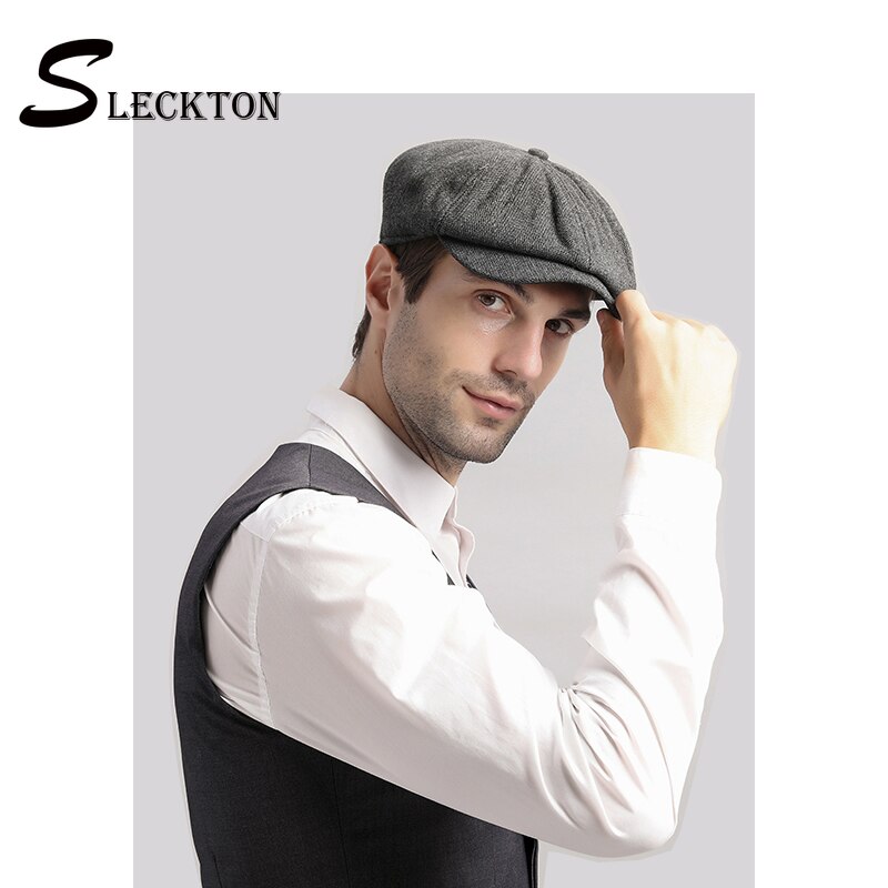 Sleckton peaky skygglapp bra tweed herr basker keps för män casual newsboy kepsar åttkantiga hatt visir casquette
