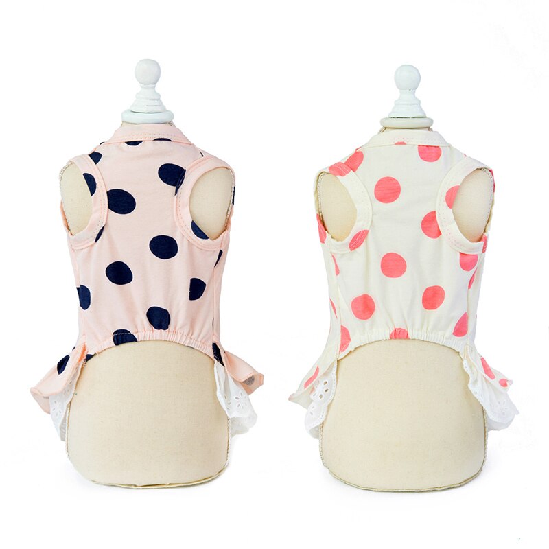 1PC Summer Dot Puppy Dog Cat Dresses for Yorkies Chihuahua Clothing Soft Cotton Lace Pet Clothing for Dogs Cats Pets Skirt Dress