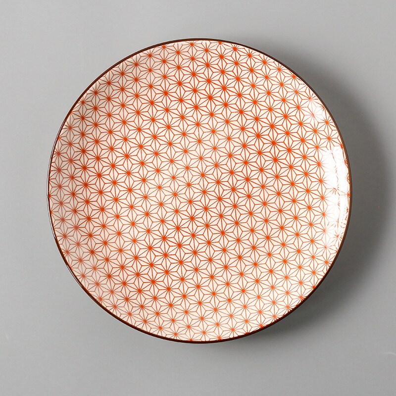 Assiettes à dîner rondes en céramique 8 pouces sous glaçure, plat à gâteau à Dessert, plateau de service japonais, récipient pour Steak, vaisselle de cuisine: 17