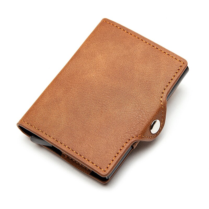 Zovyvol Mannen En Vrouwen Rfid Blocking Business Pu Leather Credit Card Holder Button Smart Portemonnee Zippe Purse