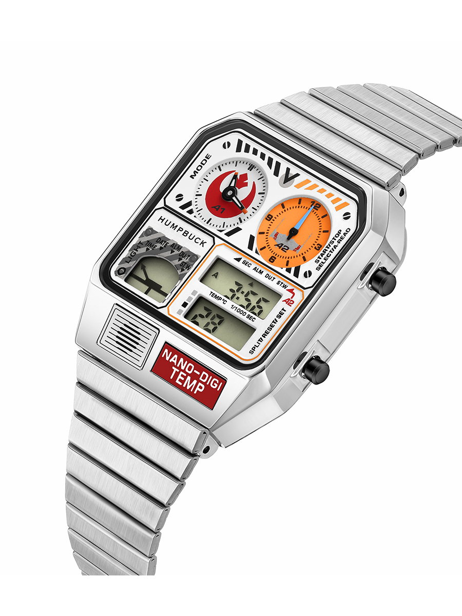 HUMPBUCK Relojes digitales para hombres Temas clásicas Reloj de pulsera multifuncional con cronómetro de temperatura Tiempo dual y calendario