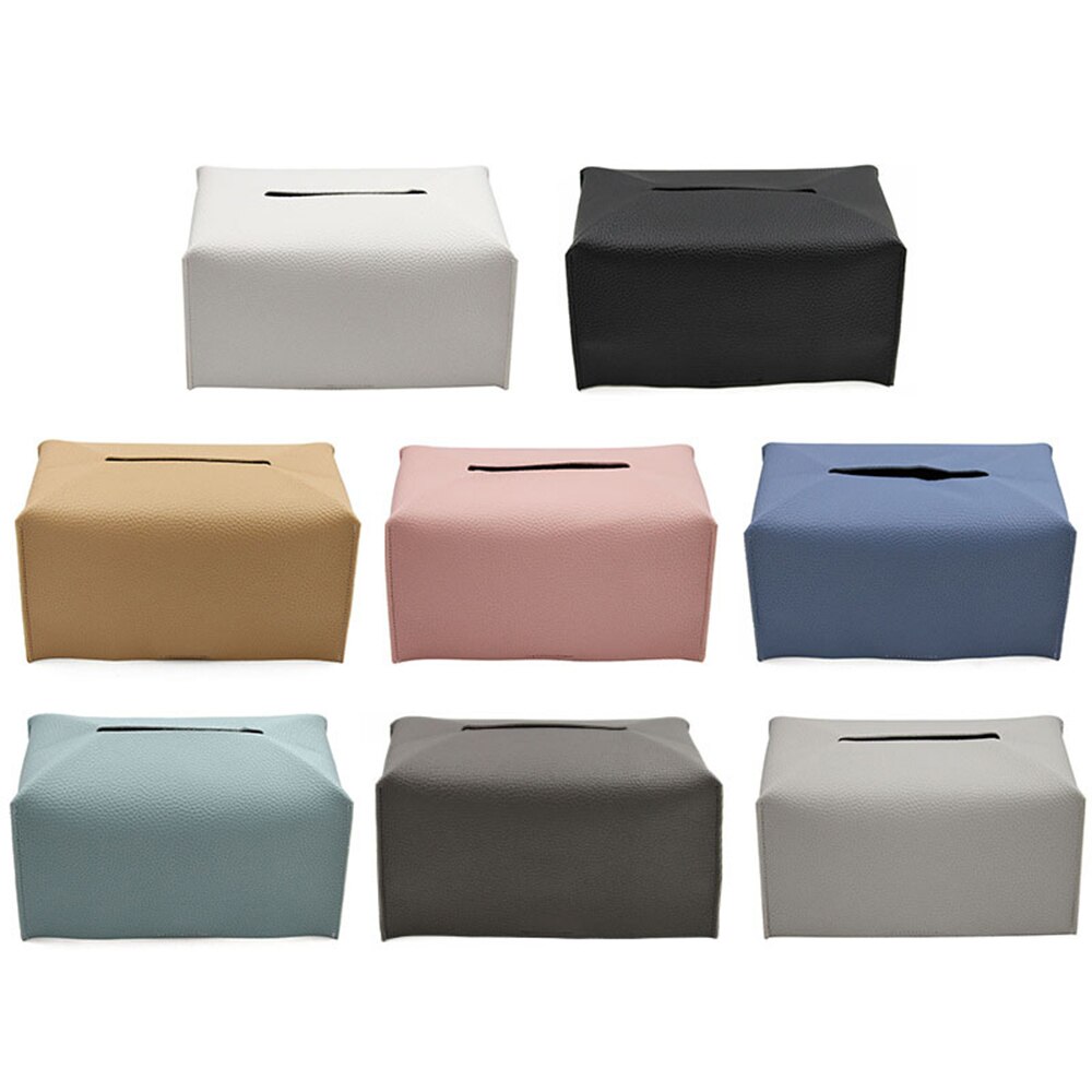 Tissue Box Cover Holder, Square Decoration Pu Leather Facial Tissues Case Roll Paper Dispenser For Bathroom Vanity Countertop