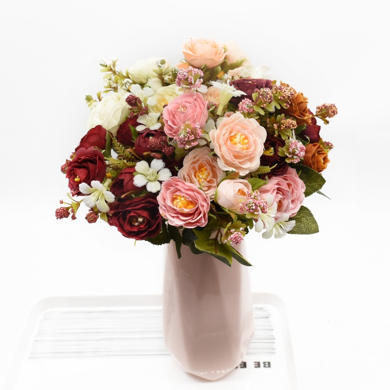 Bouquet de roses artificielles, 5 fourchettes 10 têtes, 1 Bouquet, accessoire de décoration de maison, bricolage, mobilier de salon pour un mariage
