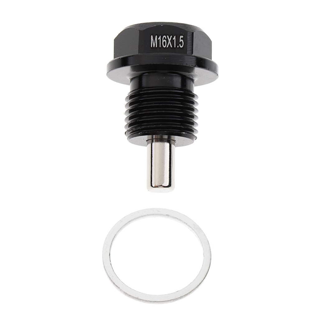 M16x1.5 Metal Magnetic Oil Drain Plug Bolt Screw Sump Nut With Washer Black