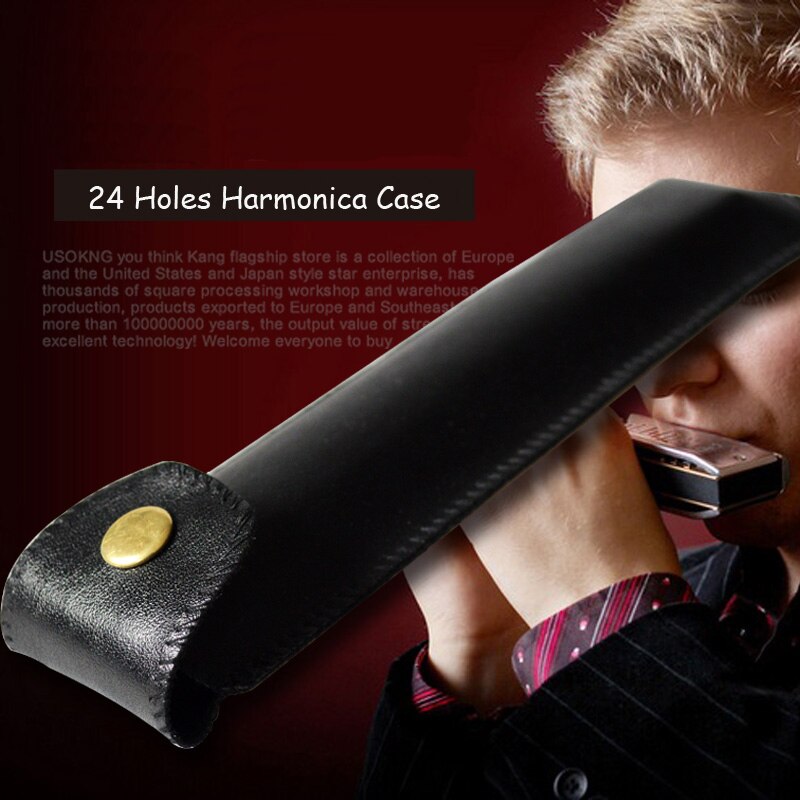 Moonemball – étui en simili cuir, 24 trous, accessoires pour harpe, Tremolo Harmonica