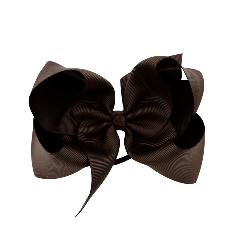 Lazos para el pelo de Color sólido de 6 pulgadas, gomas elásticas para el pelo, coleteros de goma para niña, accesorios para el cabello: Chocolate
