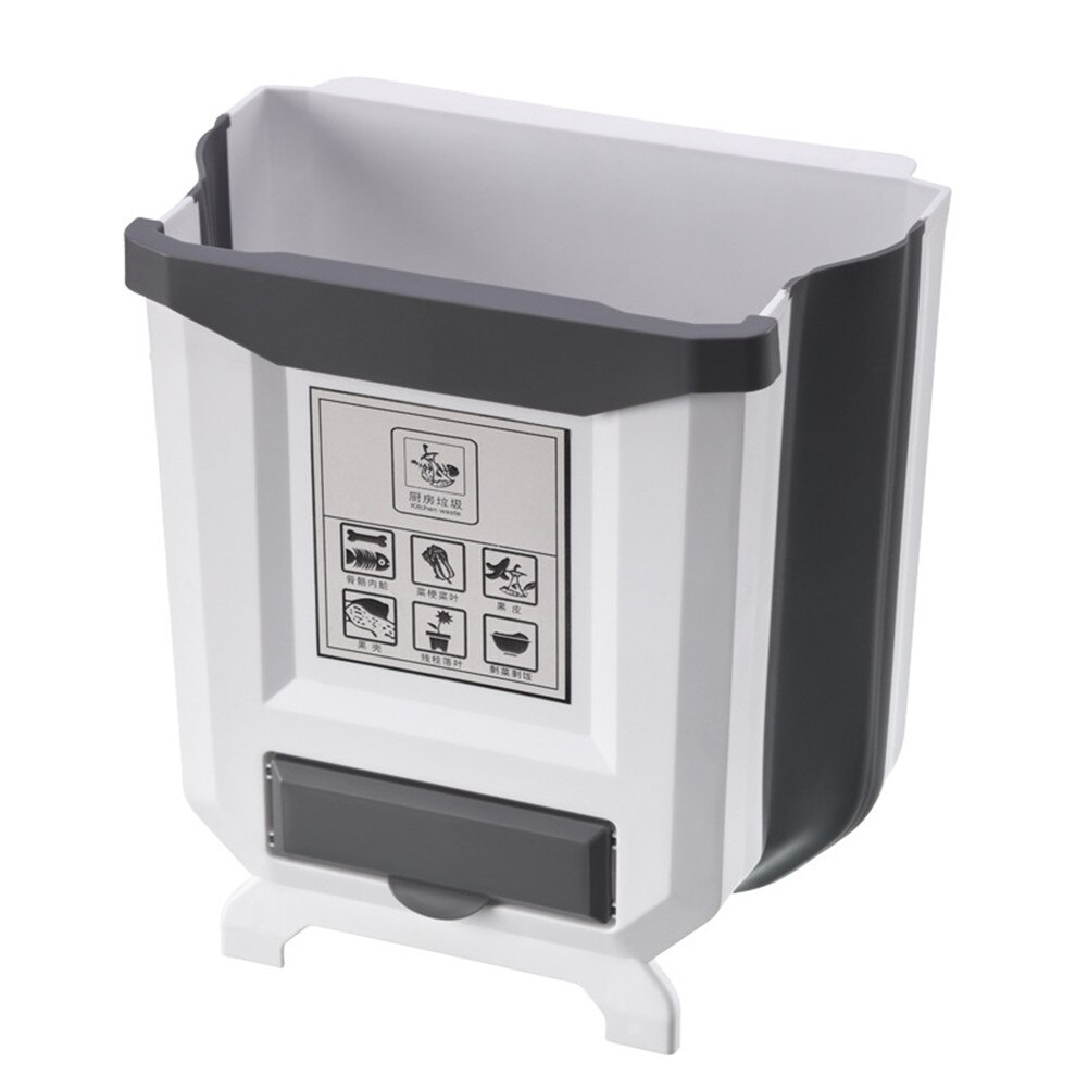 Pattumiera Sospesa Pieghevole Per Cucina 6L - In Plastica, Da Appendere A Sportello O Parete, Per Bagno E Camera