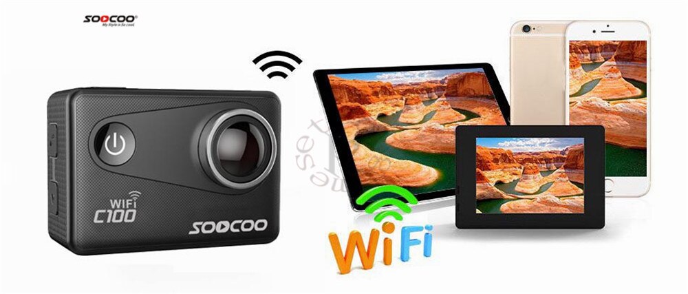 4K Wifi Action Sport Camera Soocoo C100 Ingebouwde Gyro Met Gps Extension (Gps Model Niet Inbegrepen) ultra Hd 20MP Scherm Hdmi