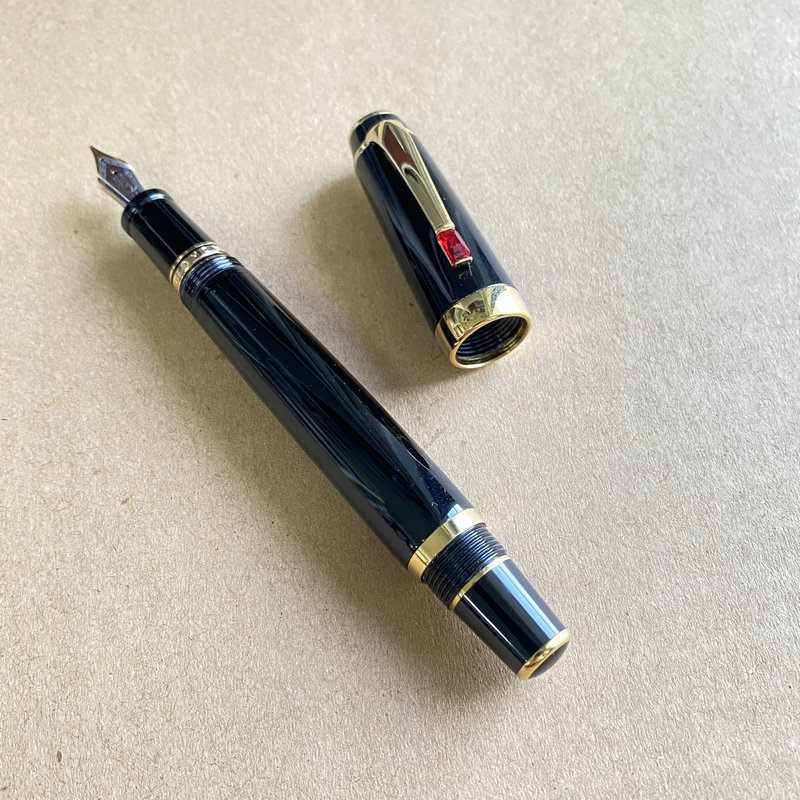 Bolígrafo MB bohemio para escritura de negocios, bolígrafos estilográficos de resina negra con Clip de cristal, suministros de oficina: Gris oscuro