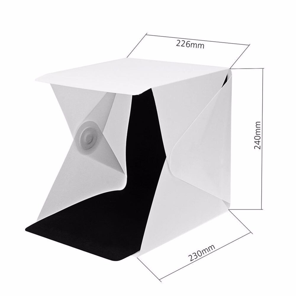 SOONHUA Folding Portable Mini LED Photography Lightbox Studio Backdrop Button Mount Photography Box for Smartphone DSLR Softbox